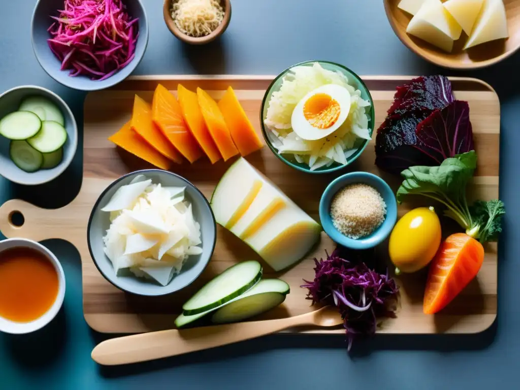 Variedad de recetas alimentos fermentados para inmunidad en elegante presentación moderna