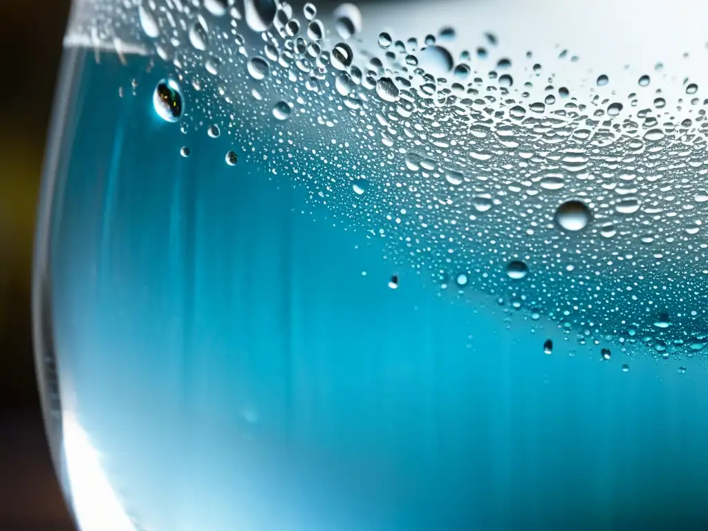 Un vaso de cristal lleno de agua fría con hielo, reflejando la luz y la importancia de la hidratación para inmunidad