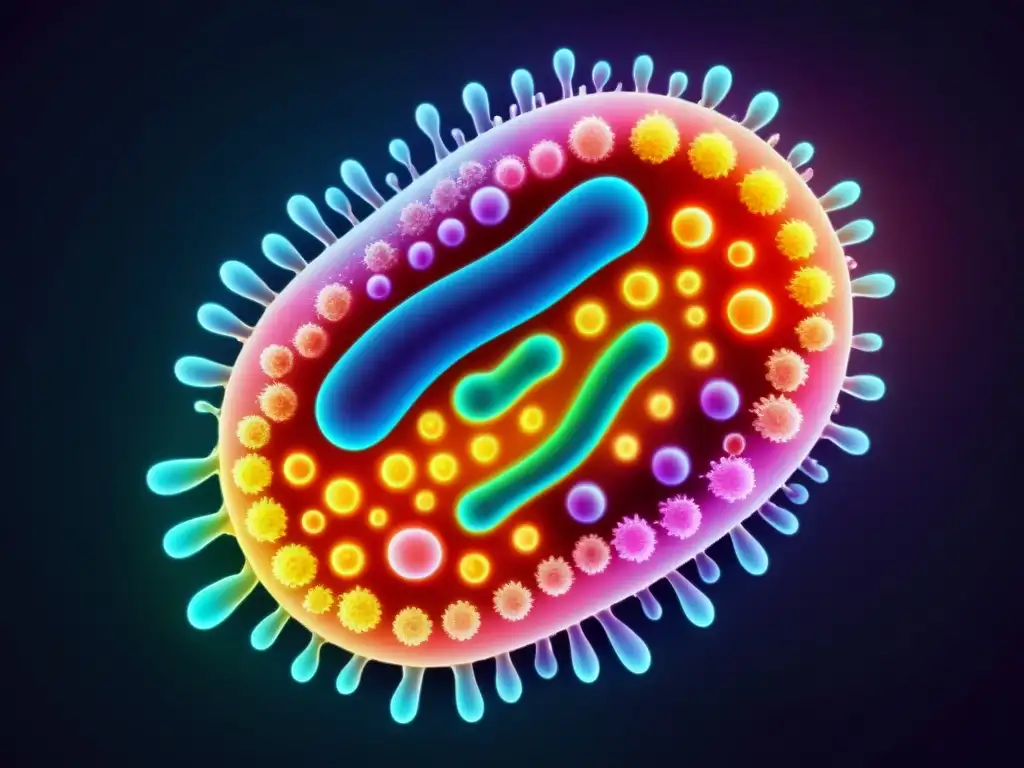 Vibrante ilustración de bacterias intestinales beneficiosas para el sistema inmunológico en un estilo moderno y colorido