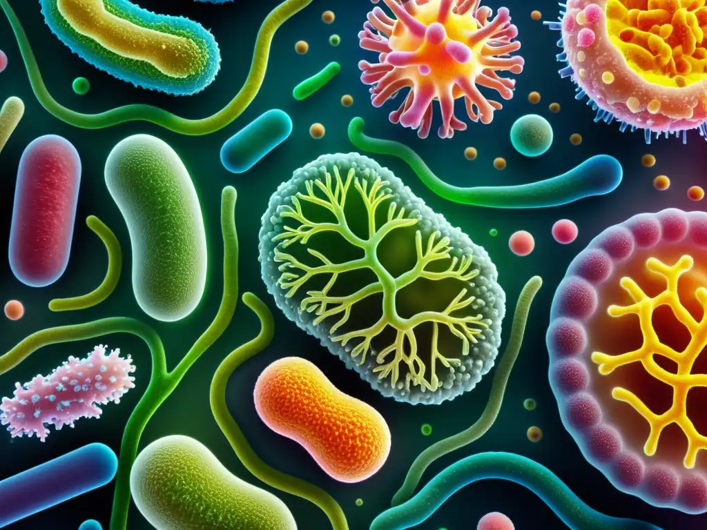 Vibrante microbiota intestinal, clave para inmunidad, muestra diversidad de bacterias y microorganismos en el intestino humano