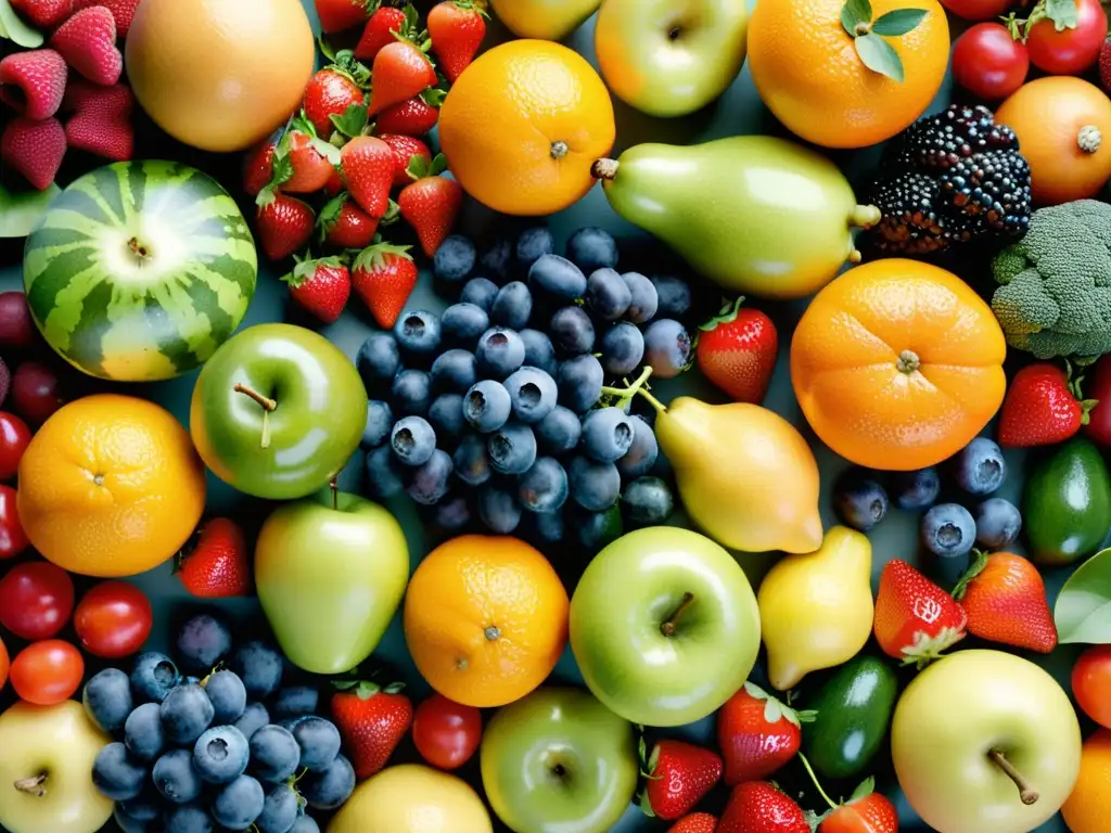 Vibrante selección de frutas y verduras frescas, perfectas para potenciar la inmunidad de los niños con vitaminas naturales