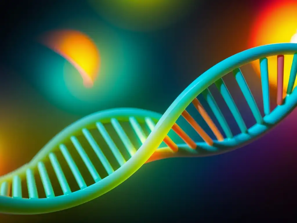 Una visualización detallada y colorida de una doble hélice de ADN que representa la barrera genética contra infecciones